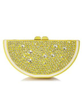 Kate Spade Novelty Yellow Crystal-Embellished Lemon Clutch Bag